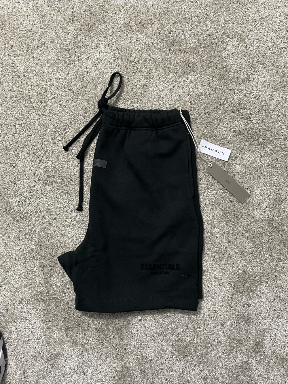 Essentials Black Minimal Logo Sweat Shorts